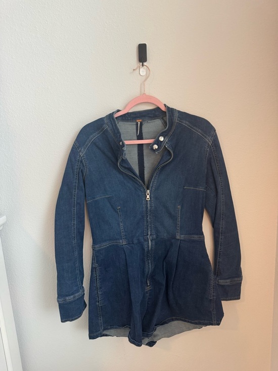 Free People Pants - Free People Dark Blue Denim Romper Jumpsuit